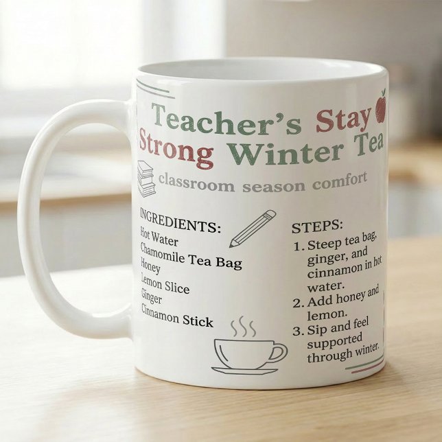 Caneca De Café Rotina de Chá de Autocuidado para Professores nas  (Criador carregado)