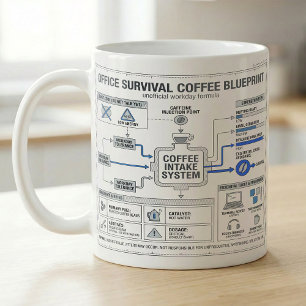 Caneca De Café Rotina Divertida de Café no Trabalho, Dicas de Flu