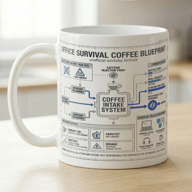 Caneca De Café Rotina Divertida de Café no Trabalho, Dicas de Flu (Criador carregado)