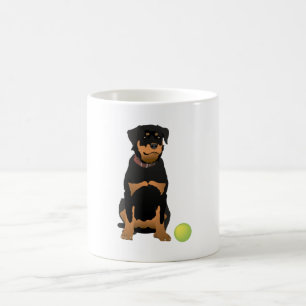 Caneca De Café Rottweiler amigável com bola verde
