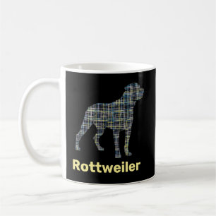 Caneca De Café Rottweiler Cachorro Silhueta Amarelo e Azul Grade