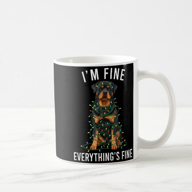 Caneca De Café Rottweiler Christmas I'm Fine Everything Is Fine  (Direita)