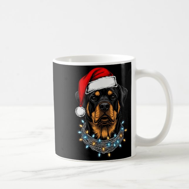 Caneca De Café Rottweiler Christmas Lights Santa Xmas Dog Lover  (Direita)