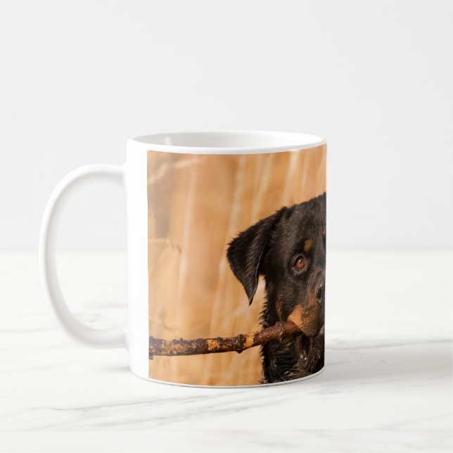 Caneca De Café Rottweiler Com Um Pente (Esquerda)