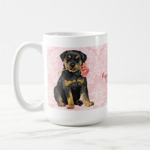 Caneca De Café Rottweiler do Rosa do namorados