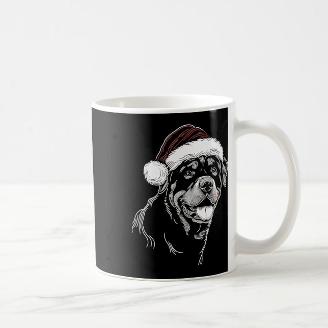 Caneca De Café Rottweiler Dog Santa Hat Christmas Xmas Pajama  (Direita)