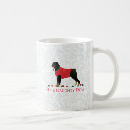 Caneca De Café Rottweiler Feliz Naughn, Design de Natal