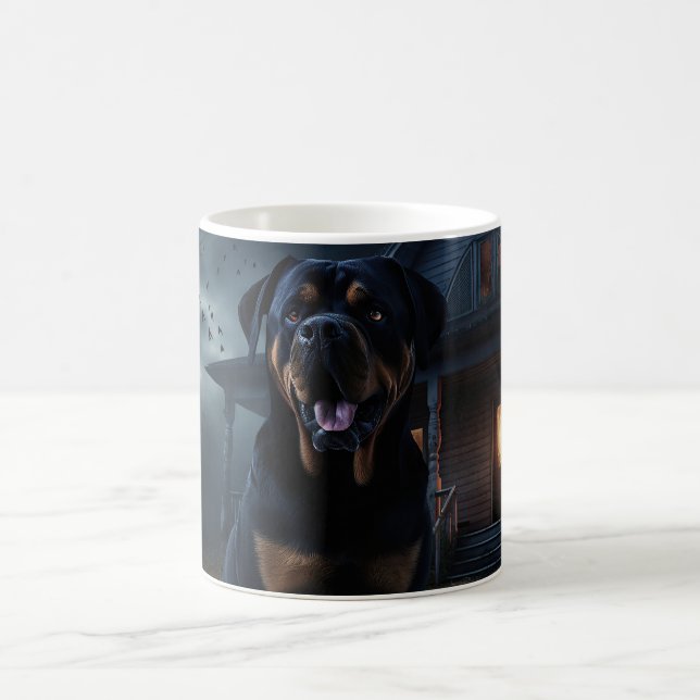Caneca De Café Rottweiler Halloween Scary (Centro)