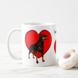 Caneca De Café Rottweiler Heart Dog Personalizado