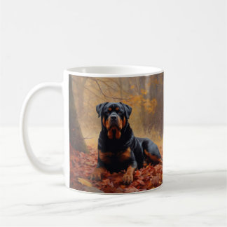 Caneca De Café Rottweiler nas Folhas de outono cai inspirador