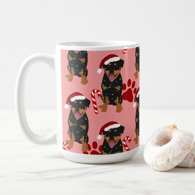 Caneca De Café Rottweiler Natal (Com Donut)