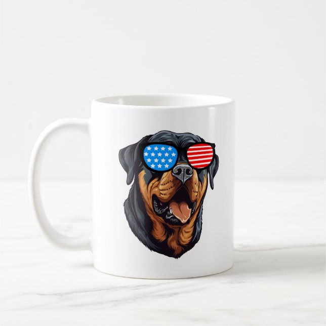 Caneca De Café Rottweiler Patriótico (Esquerda)