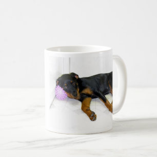 Caneca De Café Rottweiler Puppy Toque Agora, ou Pague Mais Tarde 