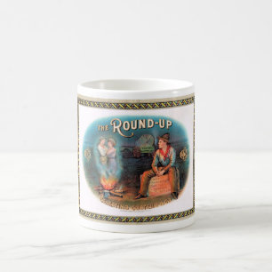 Caneca De Café RÓTULO CIGAR B0X 1900s 'COWBOYS'...NICE