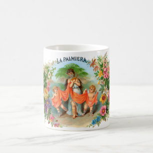 Caneca De Café Rótulo de charuto vintage La Palmiera, Mulher com 