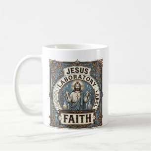 Caneca De Café Rótulo de Laboratório de Jesus Fé Laboratório de J