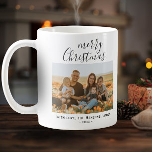Caneca De Café Rótulo de Natal Alegre Mínimo Simples para Foto de