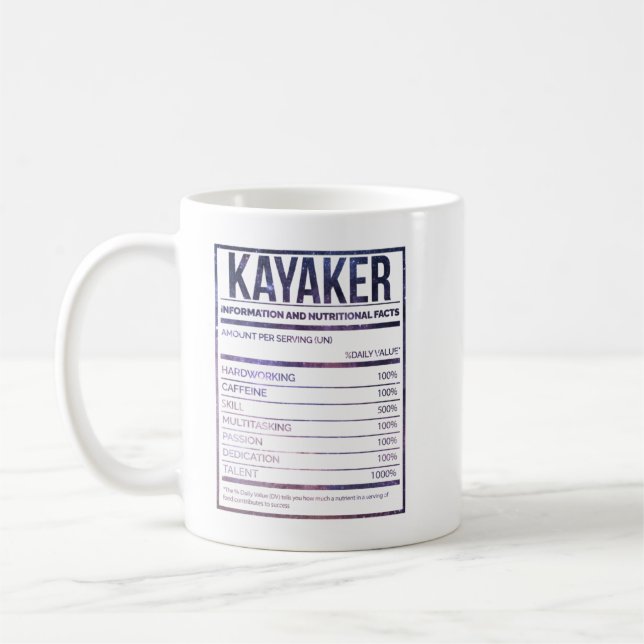Caneca De Café Rótulo de Nutrição Kayaking Funny Kayaking (Esquerda)