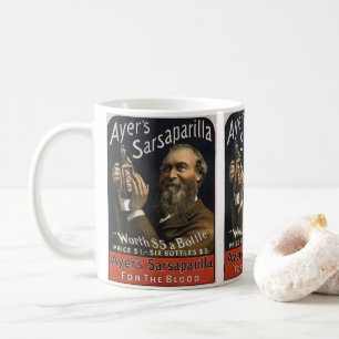 Caneca De Café Rótulo de Produto Antigo, Bebida Sarsaparilla da A
