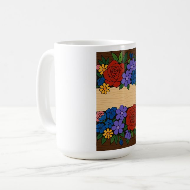 Caneca De Café Rótulo do nome da flor (Frente Esquerda)