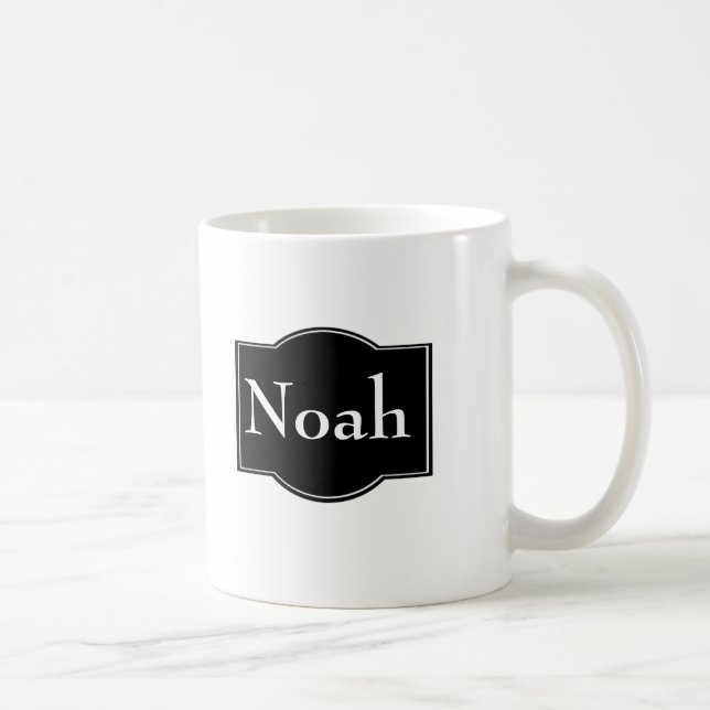 Caneca De Café Rótulo Preto Personalizado (Direita)
