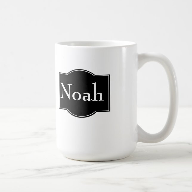 Caneca De Café Rótulo Preto Personalizado (Direita)