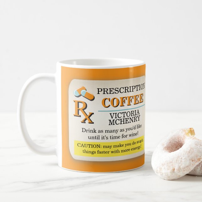 Caneca De Café Rótulos de receita médica Enfermeira Médico (Com Donut)