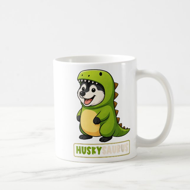 Caneca De Café Rouco Dinossauro Constume Trex Huskysaurus Animal  (Direita)