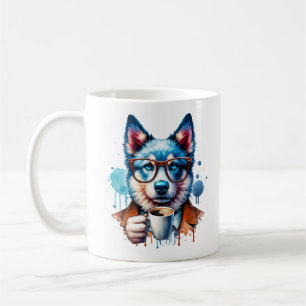 Caneca De Café Rouco legal com café - Hipster Cachorro de Arte