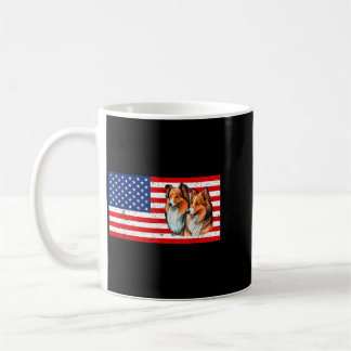 Caneca De Café Rough Collie 4 De Julho Bandeira Dos EUA Dono De C