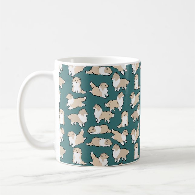 Caneca De Café Rough Collies em Green (Esquerda)