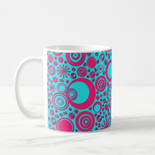Caneca De Café Rounds, Pink-Aqua Coffee Mug