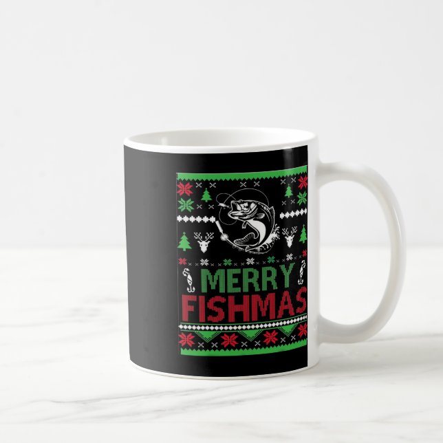 Caneca De Café Roupas de Natal Feias para Pescaria B Peixe (Direita)