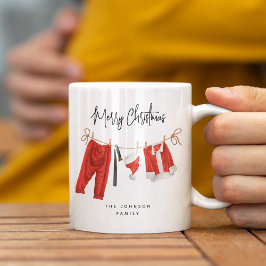 Caneca De Café Roupas de Natal na Corda de Roupa Divertida
