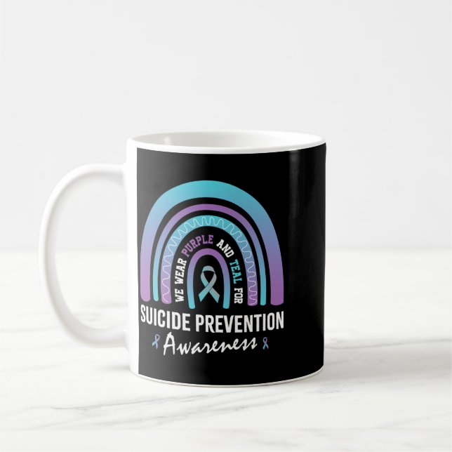 Caneca De Café Roupas Masculinas Azul Turquesa Roxo Para Prevençã (Esquerda)