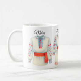 Caneca De Café Roupas romenas, roupa tradicional