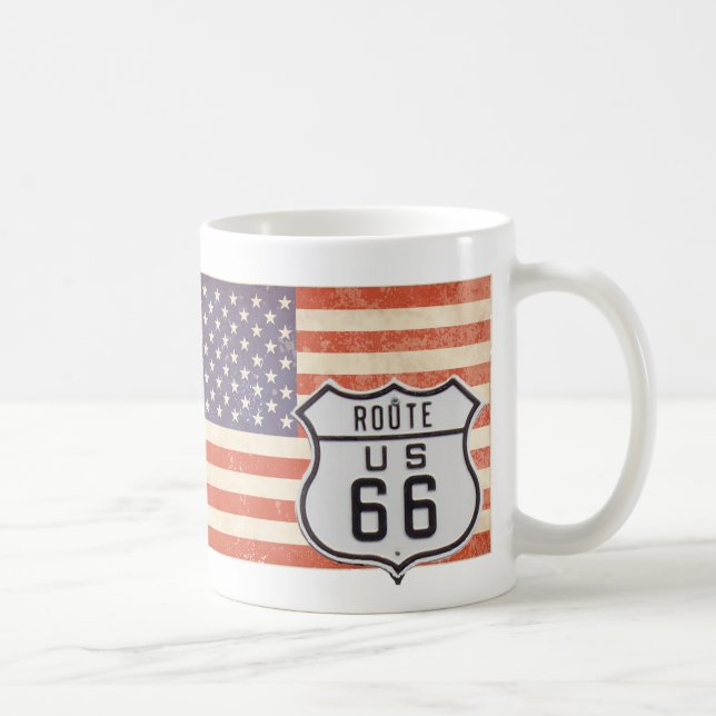 Caneca De Café Route 66 American Flag (Direita)