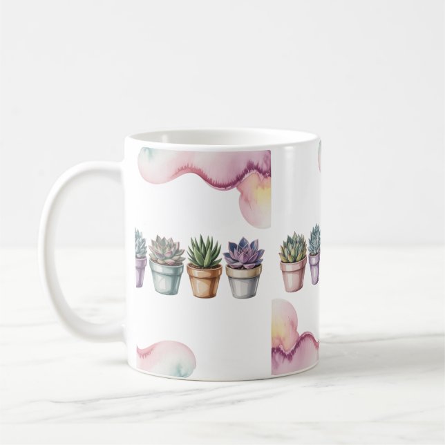 Caneca De Café Row of mini potted succulents (Esquerda)