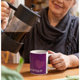 Caneca de Café Roxa na Moda - Com Coração