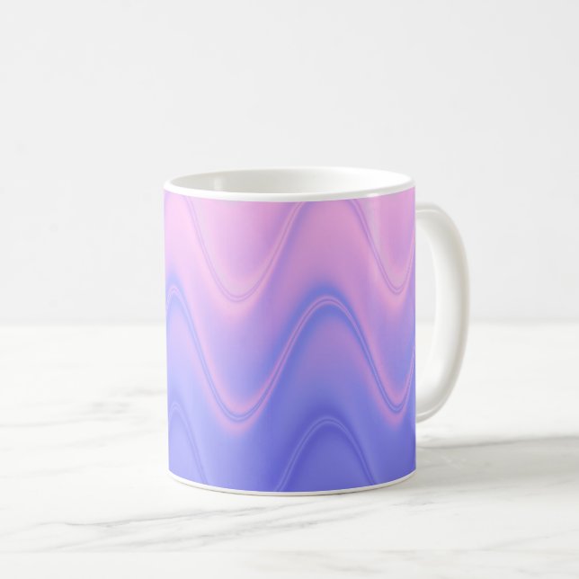 Caneca De Café Roxo Abstrato Ondulado Rosa (Frente Esquerda)