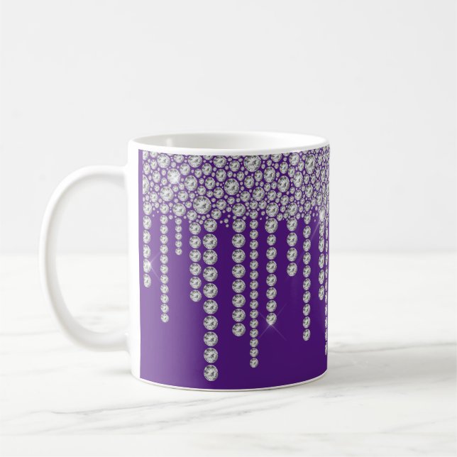 Caneca De Café Roxo Bling Girly Sparkle (Esquerda)