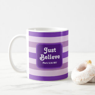 Caneca De Café Roxo Bonito Acredita Bíblia Versa Esperança e Fé