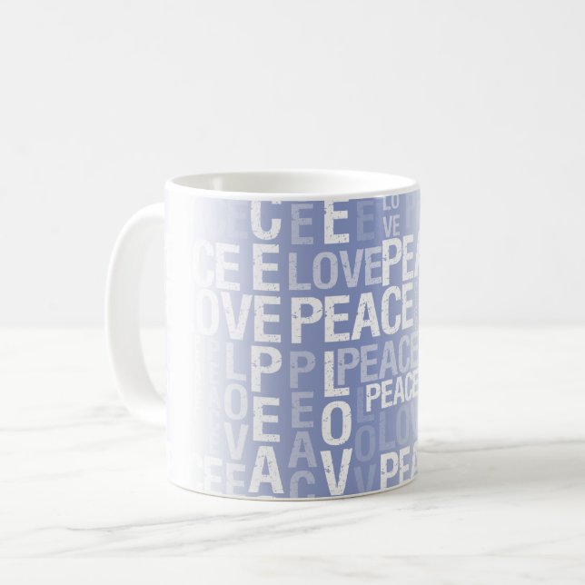 Caneca De Café Roxo Branco Paz Amor (Frente Esquerda)
