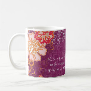 Caneca De Café Roxo com Flores Rosa Grandes