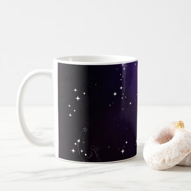 Caneca De Café Roxo Cósmico Profundo Galáxia Espaço Exterior (Com Donut)