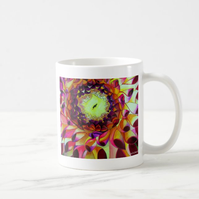 Caneca De Café Roxo Dahlia abstrato original da arte floral (Direita)