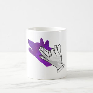 Caneca De Café Roxo do lobo da silhueta da mão