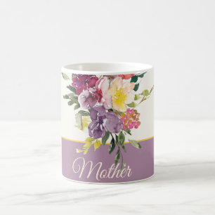 Caneca De Café Roxo e burgundy floral aquarela personalizável