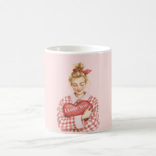 Caneca De Café Roxo Enrubescido O Amor Está no Ar Corações Vermel
