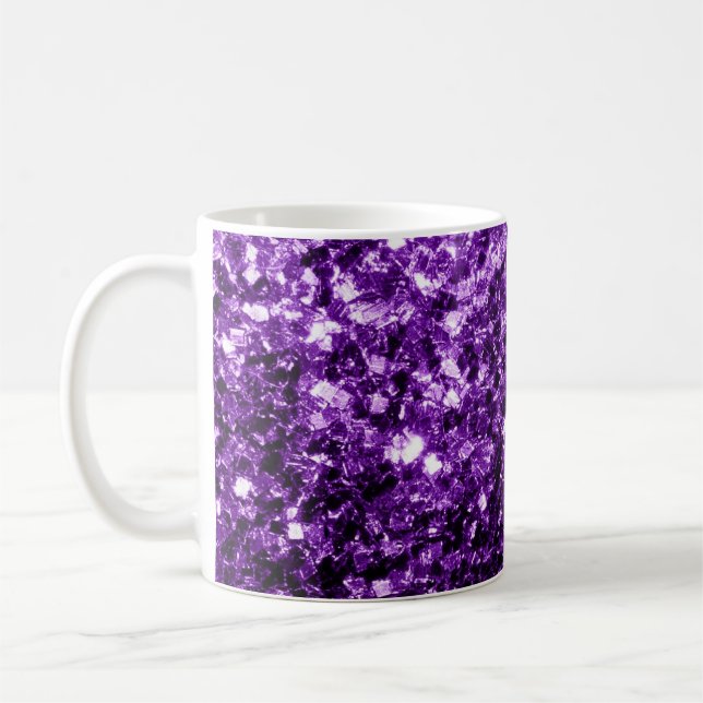 Caneca De Café Roxo escuro brilho falso brilhos faiscantes (Esquerda)